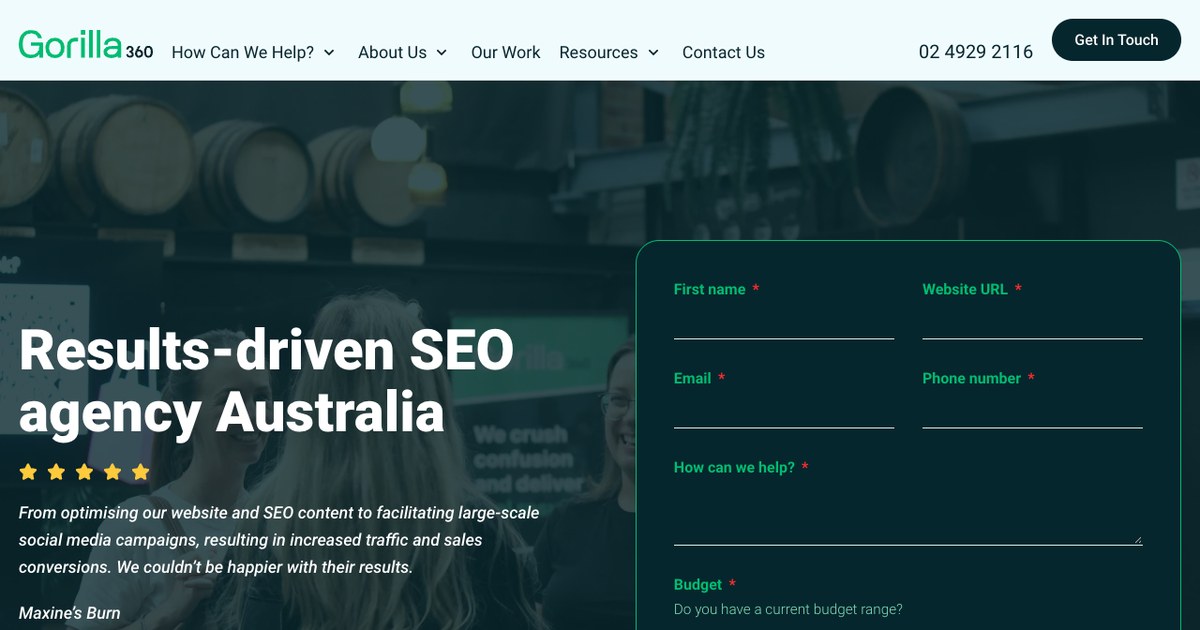 Gorilla 360 SEO company Australia website