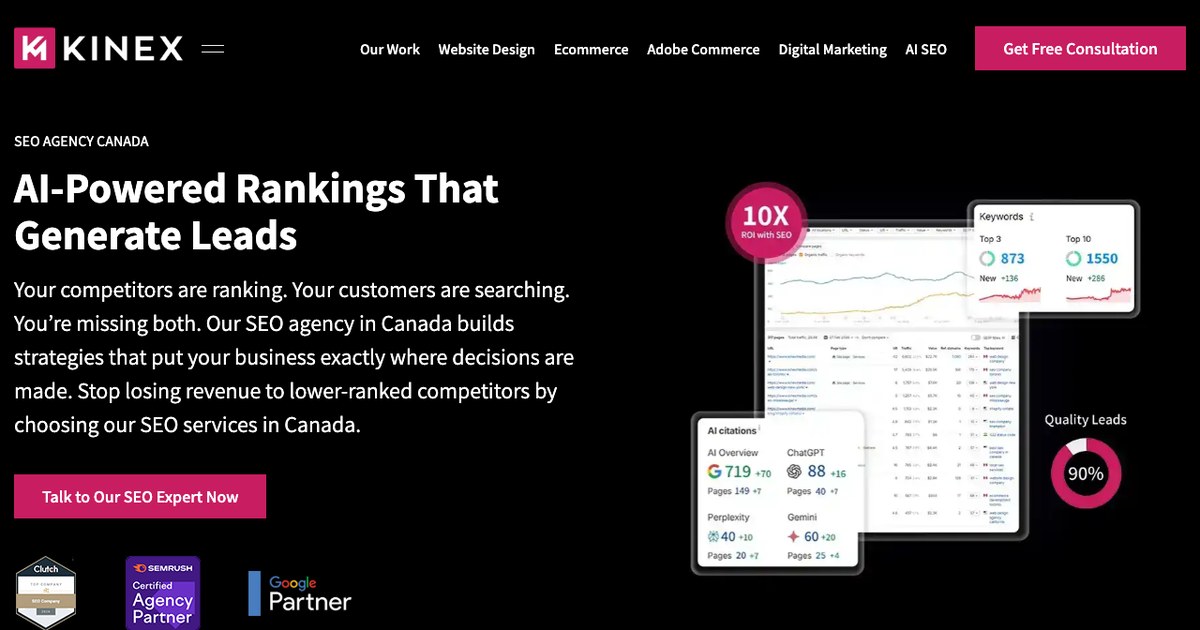 Kinex Media SEO company Canada website