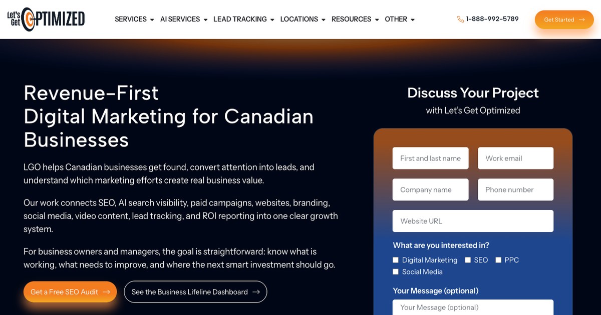 Let's Get Optimized SEO company Canada website