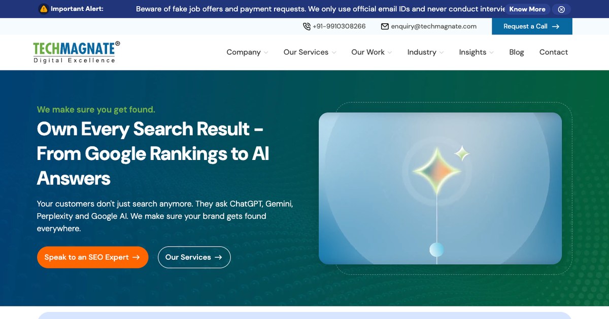 Techmagnate SEO company India website