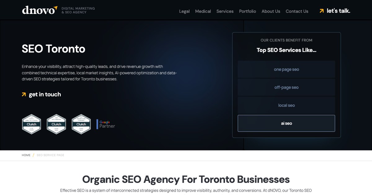 dNOVO Group SEO company Toronto website