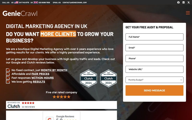 Genie Crawl UK SEO agency website