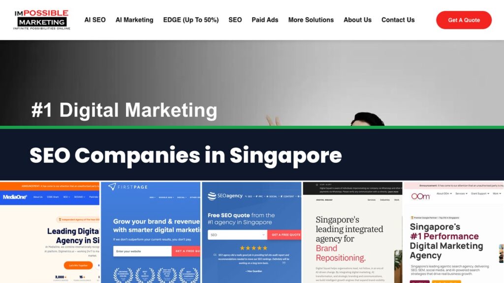 SEO companies in Singapore shown on their own websites